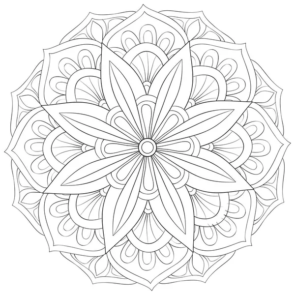 Zen Mandala Image Adults Coloring Book Page Relaxing Activity Zen — стоковый вектор