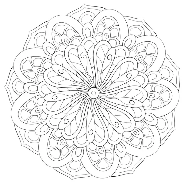 Zen Mandala Image Adults Coloring Book Page Relaxing Activity Zen — стоковый вектор