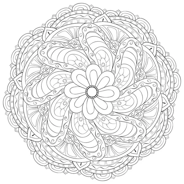 Immagine Zen Mandala Adulti Libro Colorare Pagina Attività Rilassanti Illustrazione — Vettoriale Stock