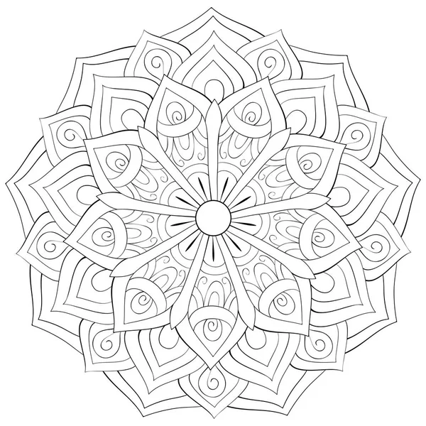 Zen Mandala Image Adults Coloring Book Page Relaxing Activity Zen — стоковый вектор