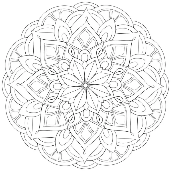 Immagine Zen Mandala Adulti Libro Colorare Pagina Attività Rilassanti Illustrazione — Vettoriale Stock