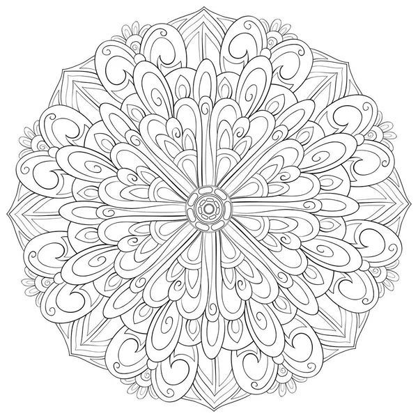 Zen Mandala Image Adults Coloring Book Page Relaxing Activity Zen — стоковый вектор