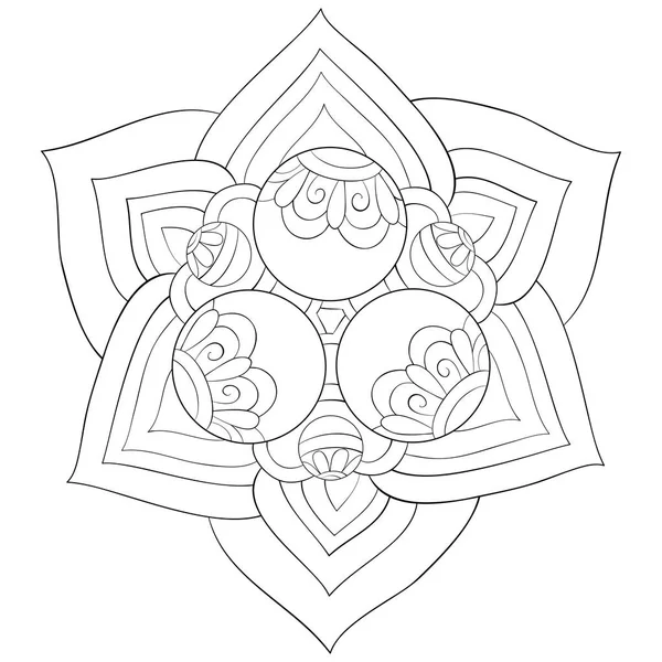 Zen Mandala Image Adults Coloring Book Page Relaxing Activity Zen — стоковый вектор