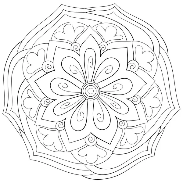 Zen Mandala Image Adults Coloring Book Page Relaxing Activity Zen — стоковый вектор