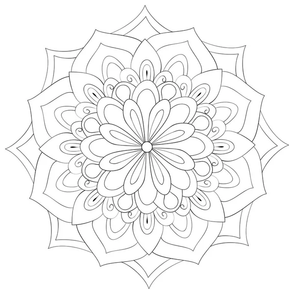 Zen Mandala Image Adults Coloring Book Page Relaxing Activity Zen — стоковый вектор