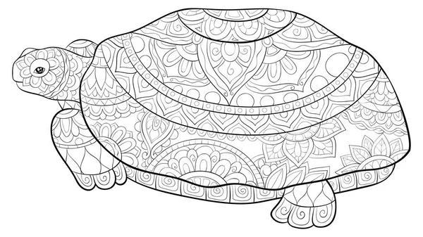 Una Linda Tortuga Con Adornos Imagen Para Relajar Actividad Libro — Vector de stock