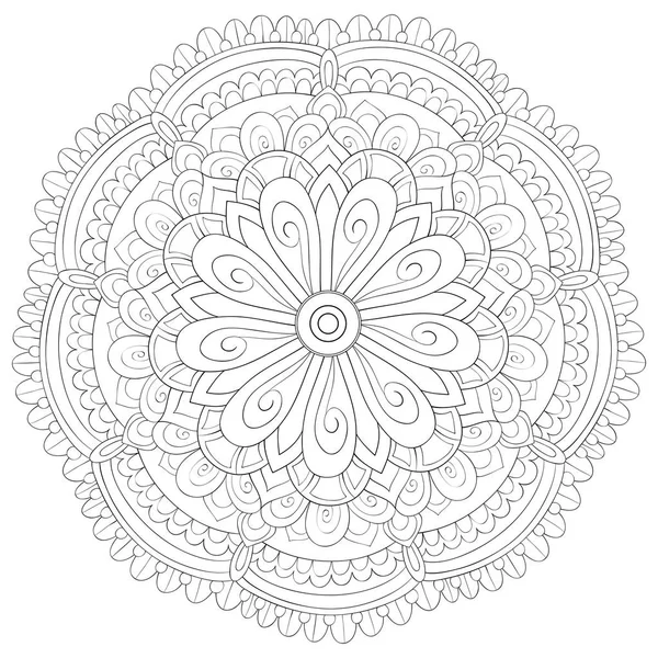 Cute Zen Mandala Ornaments Image Adults Coloring Book Page Relaxing — Stock Vector