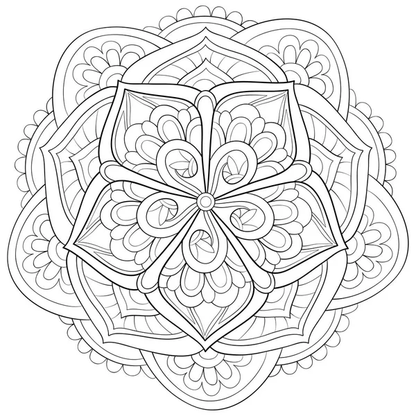 Cute Zen Mandala Ornaments Image Adults Coloring Book Page Relaxing — стоковый вектор