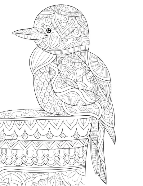 Roztomilý Ptáček Brunch Ornamenty Obrázek Pro Relaxační Činnost Omalovánky Stránky — Stockový vektor