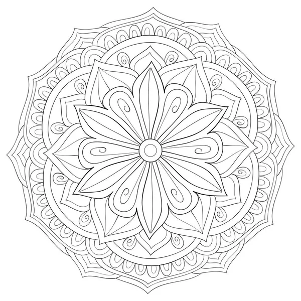 Cute Zen Mandala Ornaments Image Adults Coloring Book Page Relaxing — стоковый вектор