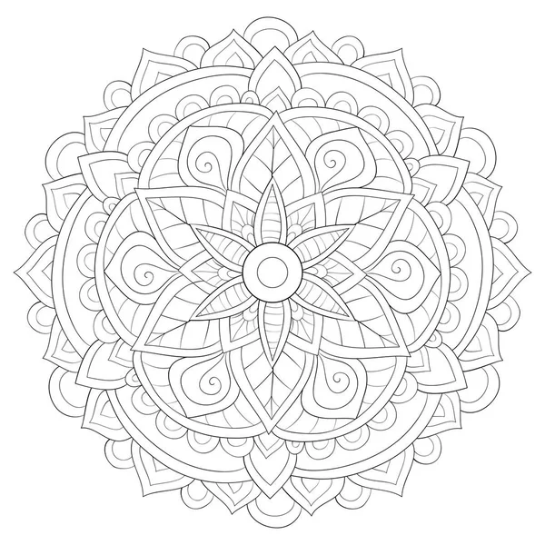 Adult coloring book, page a zen mandala image for relaxing.Line a — стоковый вектор