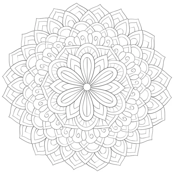 Livro de colorir adulto, página uma imagem zen mandala para relaxar. — Vetor de Stock