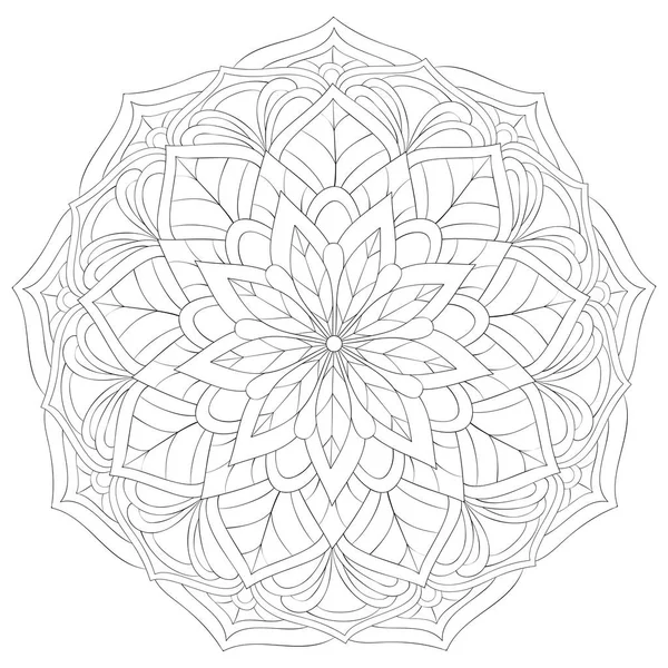 Adult coloring book, page a zen mandala image for relaxing.Line a — стоковый вектор