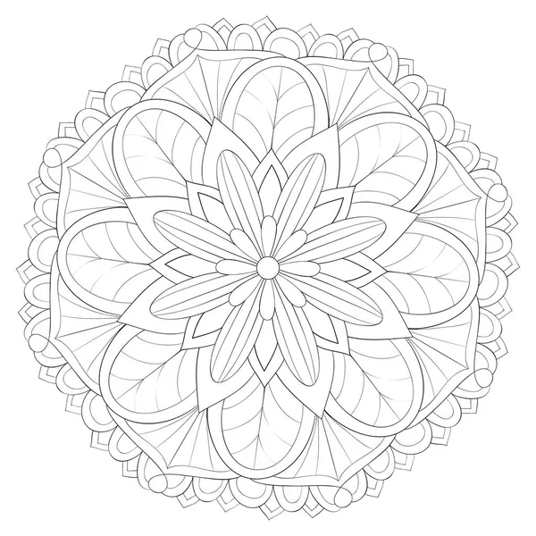 Libro para colorear para adultos, página una imagen zen mandala para relajarse. — Vector de stock