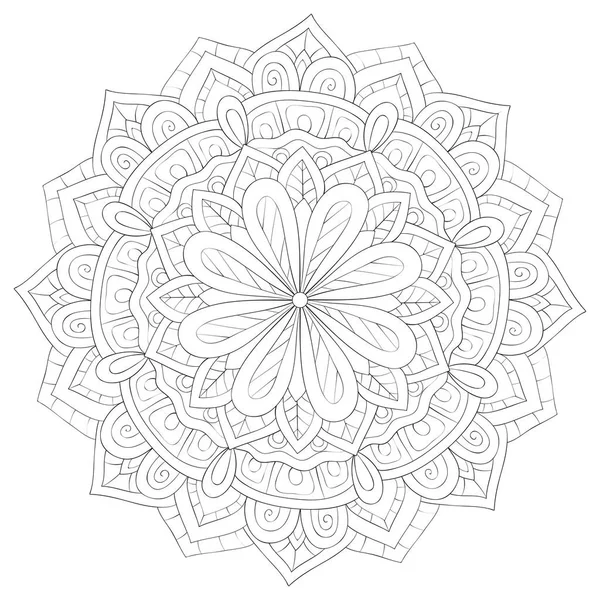 Adult coloring book, page a zen mandala image for relaxing.Line a — стоковый вектор