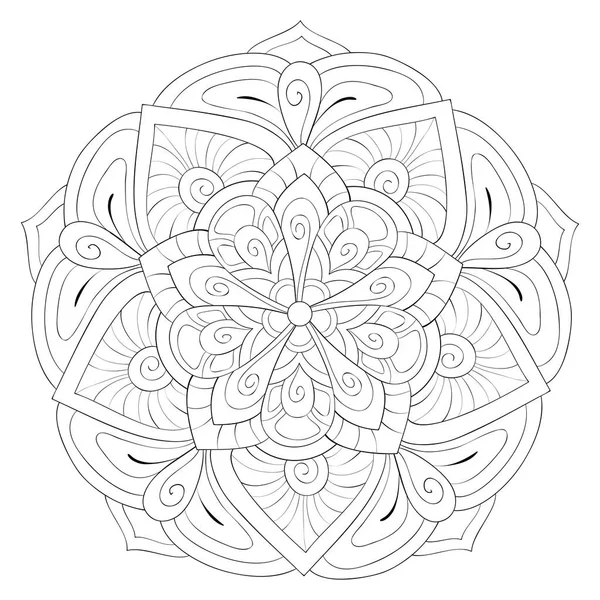 Adult coloring book, page a zen mandala image for relaxing.Line a — стоковый вектор