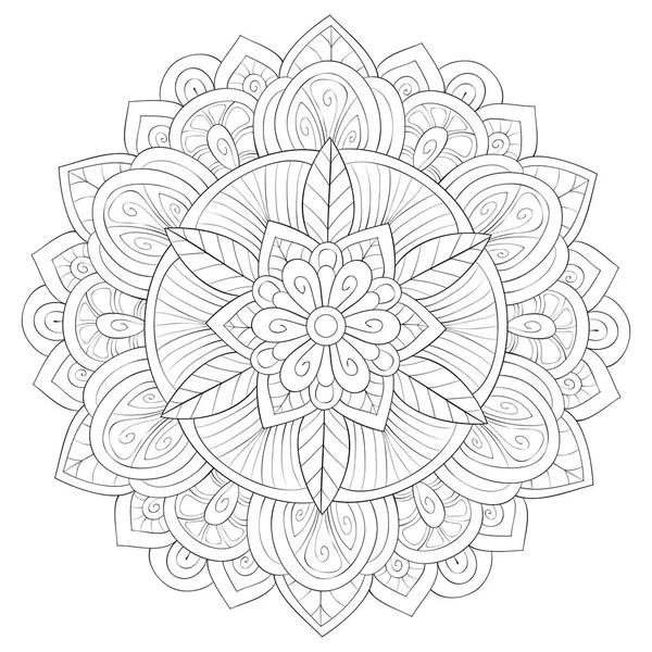 Libro para colorear para adultos, página una imagen zen mandala para relajarse. — Vector de stock