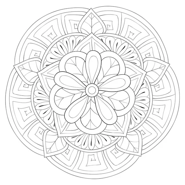 Adult coloring book, page a zen mandala image for relaxing.Line a — стоковый вектор