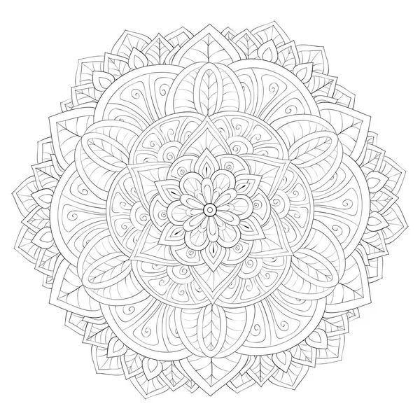 Libro para colorear para adultos, página una imagen zen mandala para relajarse. — Archivo Imágenes Vectoriales