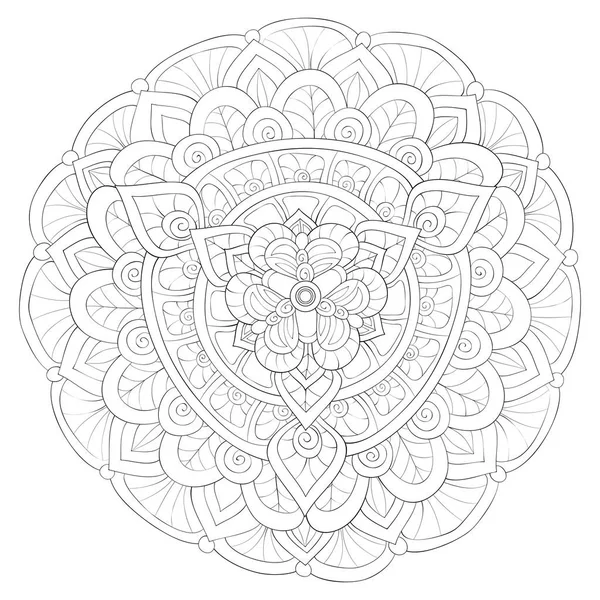Adult coloring book, page a zen mandala image for relaxing.Line a — стоковый вектор