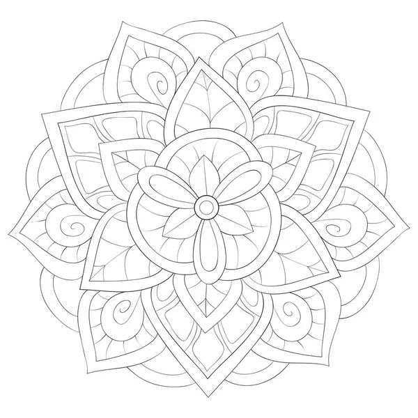 Adult coloring book, page a zen mandala image for relaxing.Line a — стоковый вектор