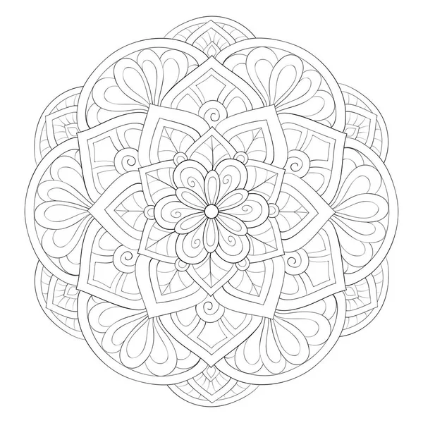 Livre de coloriage adulte, page une image zen mandala pour se détendre. — Image vectorielle