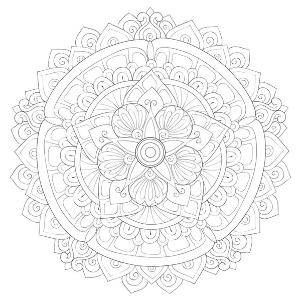 Adult coloring book, page a cute zen mandala image for relaxing a — стоковый вектор