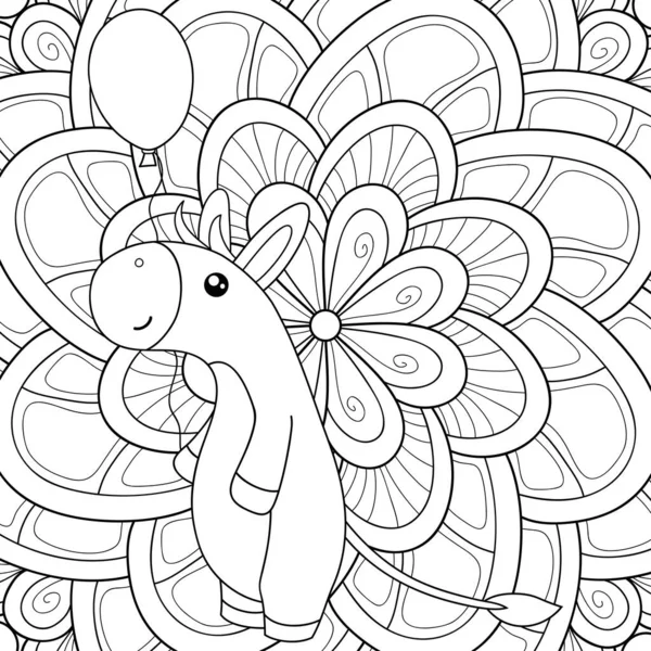 Kawaii Donkey Balloon Abstract Background Image Adults Children Zen Art — Stock Vector