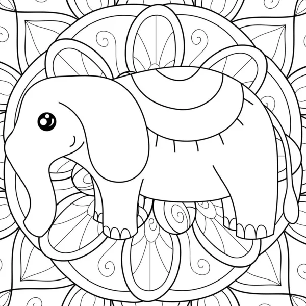 Kawaii Elephant Abstract Background Image Adults Children Zen Art Style — Stock Vector