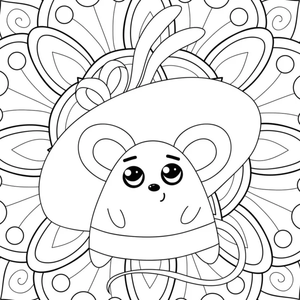 Ratón Kawaii Con Sombrero Imagen Abstracta Fondo Para Adultos Niños — Vector de stock