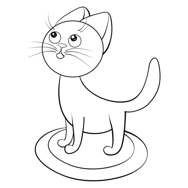 Cartoon Cute Cat Image Relaxing Activity Coloring Book Page Children — Stock Vector