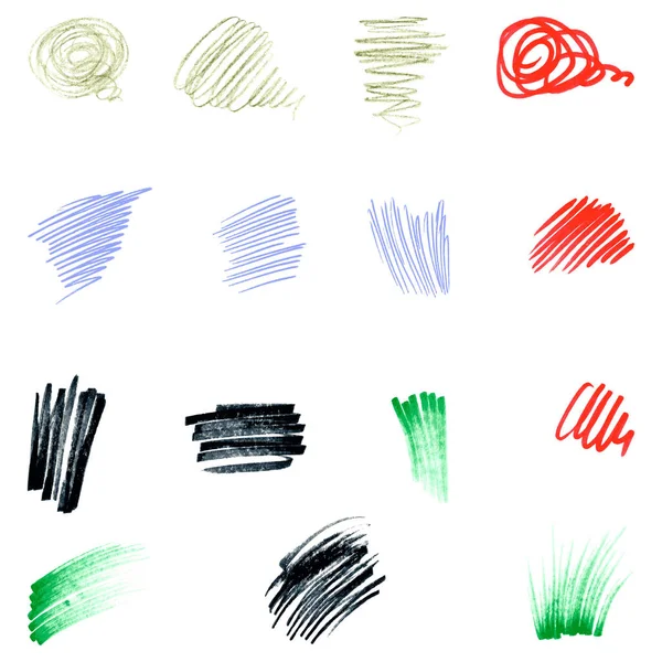 Eine Reihe Von Bunten Marker Buntstifte Pinsel Bild Für Grafische — Stockvektor
