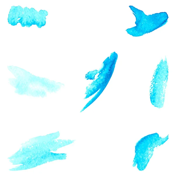 Ein Satz Hellblauer Aquarellpinsel Für Grafische Gestaltung — Stockvektor