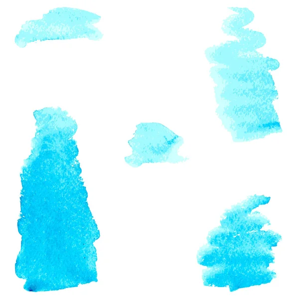 Ein Satz Hellblauer Aquarellpinsel Für Grafische Gestaltung — Stockvektor