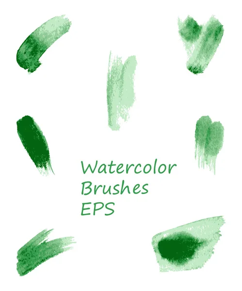 Conjunto Escovas Aquarela Verde Imagem Para Design Gráfico —  Vetores de Stock