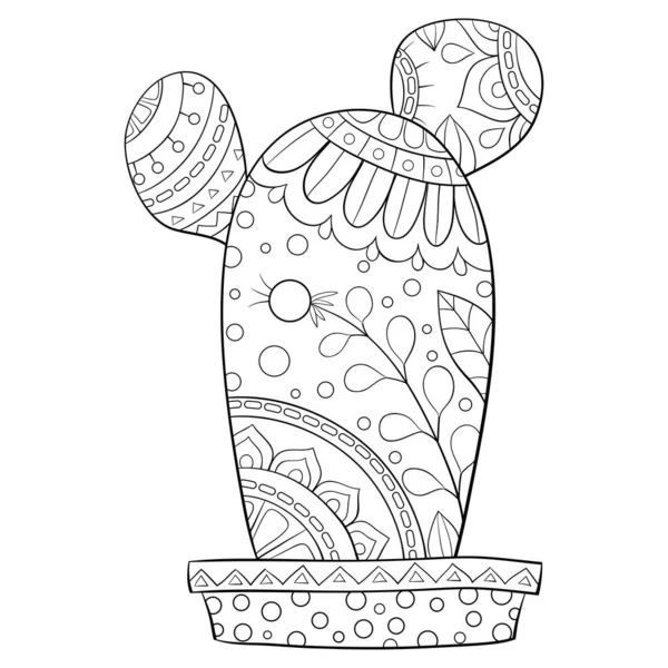 Cartoon Cactus Ornaments Image Relaxing Activity Zen Art Style Illustration — Stock Vector