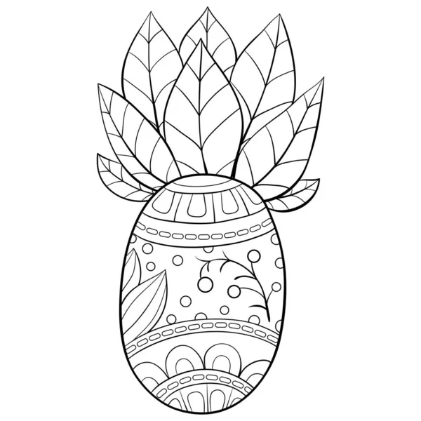 一个卡通人物的菠萝 带有装饰品形象 用于休闲活动 用于印刷品的禅宗艺术风格图解 — 图库矢量图片