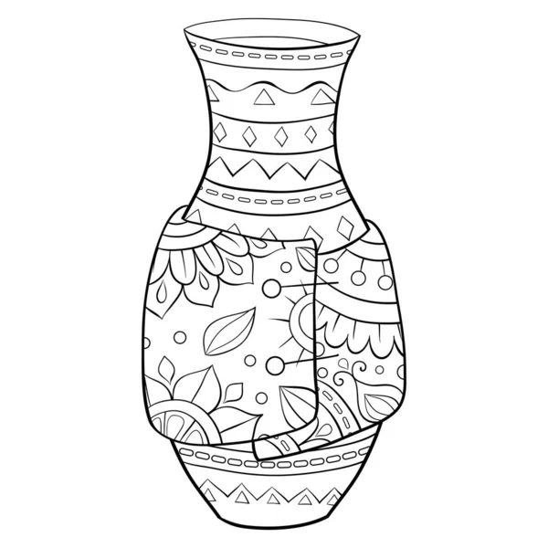 Vaso Desenhos Animados Com Ornamentos Imagem Para Relaxar Atividade Zen —  Vetores de Stock