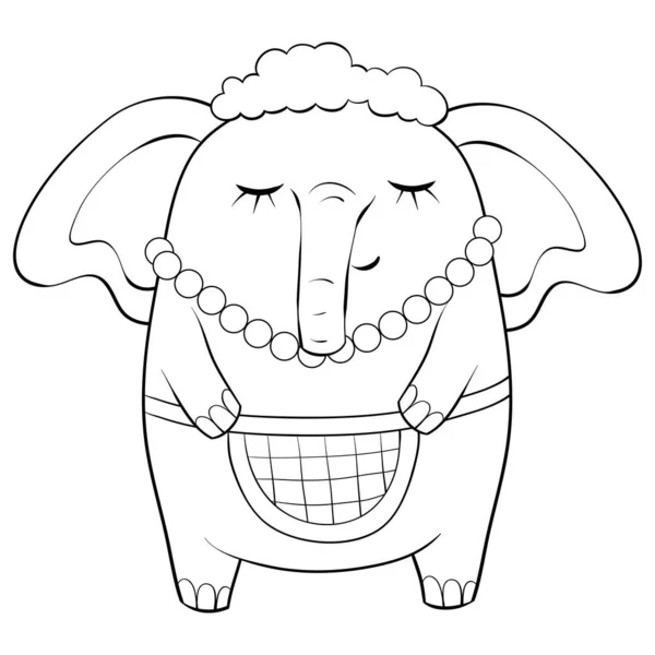 Una Linda Imagen Elefante Para Relajar Actividad Libro Para Colorear — Vector de stock