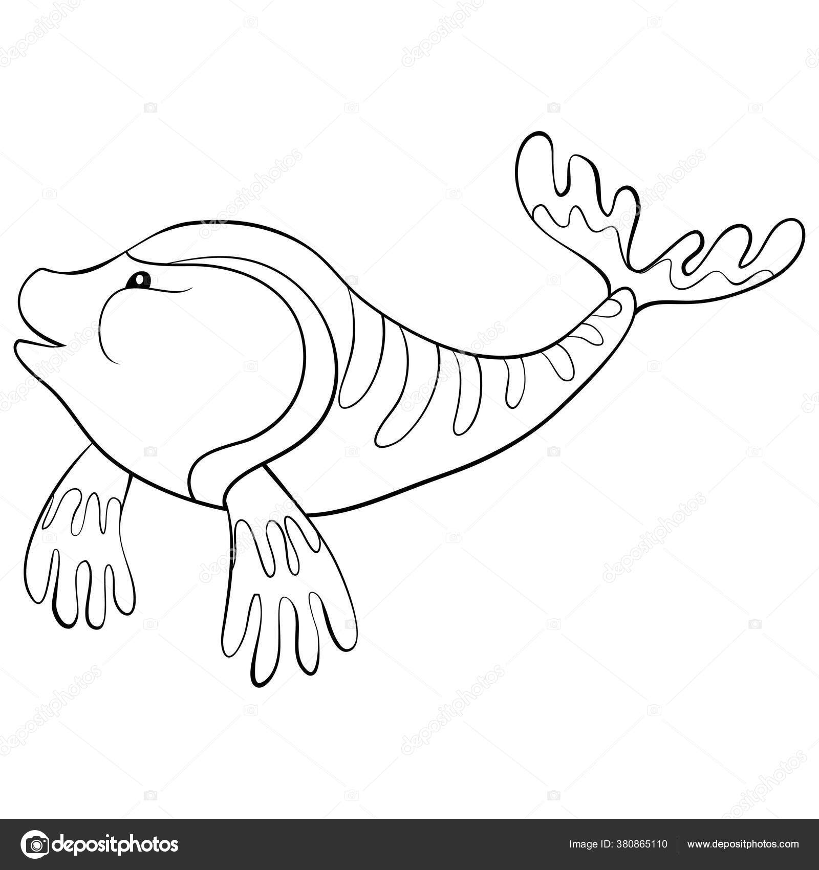 Gambar Ikan Kartun Hitam Dan Putih Untuk Anak Anak Ilustrasi Stok Vektor Nonuzza 380865110