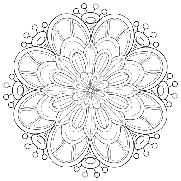 Une Image Mandala Zen Noir Blanc Pour Adultes Illustration Style — Image vectorielle