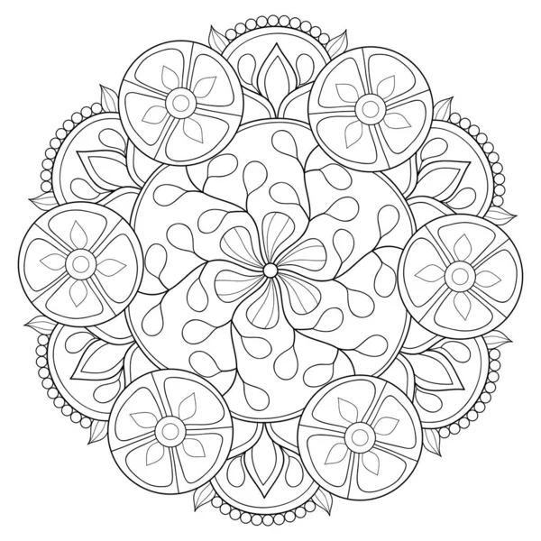 Una Imagen Mandala Zen Blanco Negro Para Adultos Ilustración Estilo — Archivo Imágenes Vectoriales