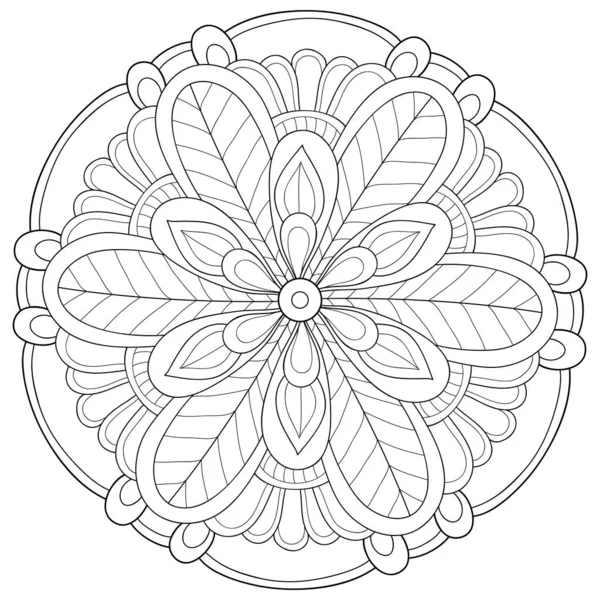 Une Image Mandala Zen Noir Blanc Pour Adultes Illustration Style — Image vectorielle