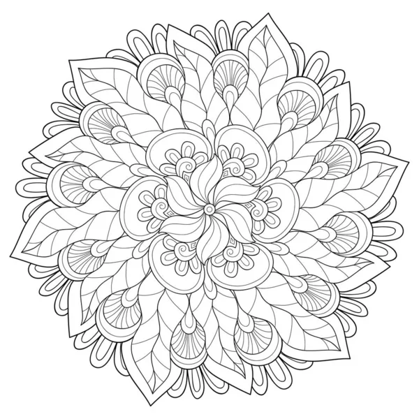 Une Image Mandala Zen Noir Blanc Pour Adultes Illustration Style — Image vectorielle