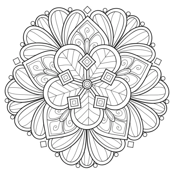 Une Image Mandala Zen Noir Blanc Pour Adultes Illustration Style — Image vectorielle