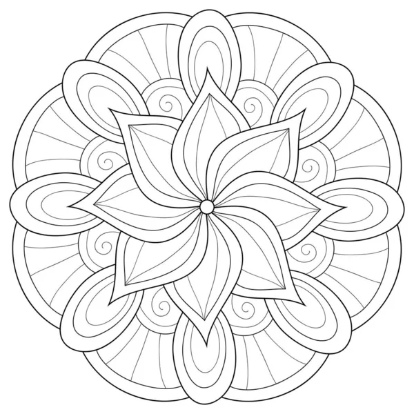 Una Imagen Mandala Zen Blanco Negro Para Adultos Ilustración Estilo — Archivo Imágenes Vectoriales