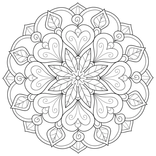 Une Image Mandala Zen Noir Blanc Pour Adultes Illustration Style — Image vectorielle