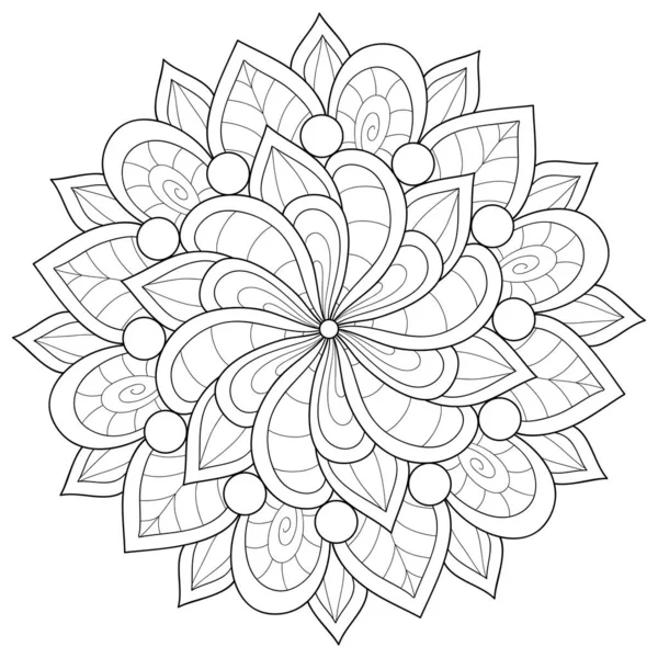 Une Image Mandala Zen Noir Blanc Pour Adultes Illustration Style — Image vectorielle