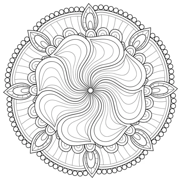 Une Image Mandala Zen Noir Blanc Pour Adultes Illustration Style — Image vectorielle