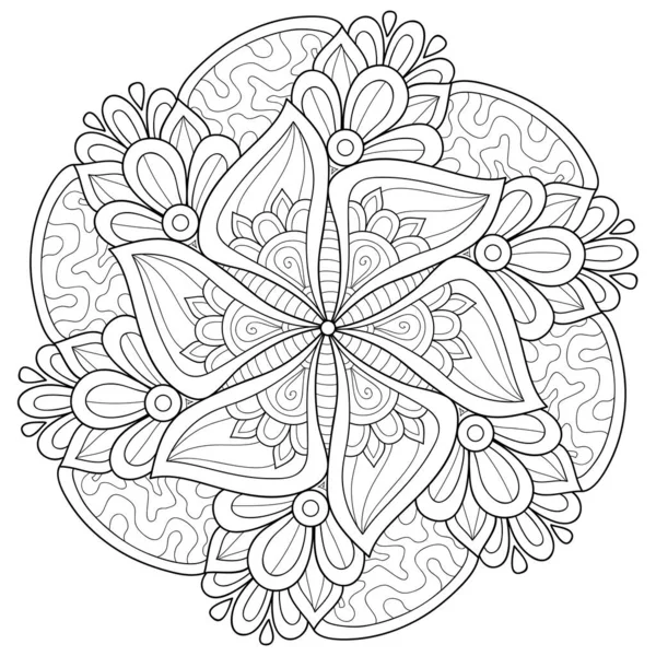 Une Image Mandala Zen Noir Blanc Pour Adultes Illustration Style — Image vectorielle